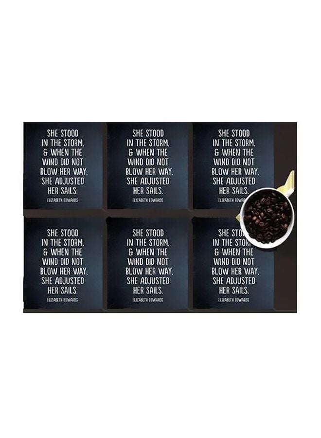 طقم قواعد أكواب مزنة بطبعات مؤلف من 6 قطع أسود/ أبيض 7x7سم