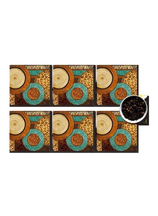 PHOTOBLOCK - 6-Piece Coasters Set Beige/Brown/Green 7x7cm - Image 1