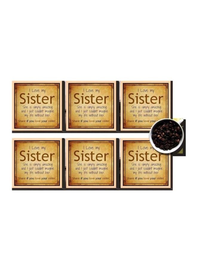 6-Piece Coasters Set Beige/Brown/Black 7x7cm