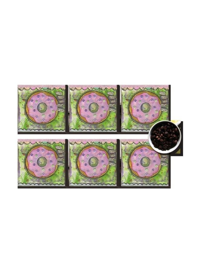 PHOTOBLOCK 6-Piece Printed Coaster Set Green/Pink 7x7cm 