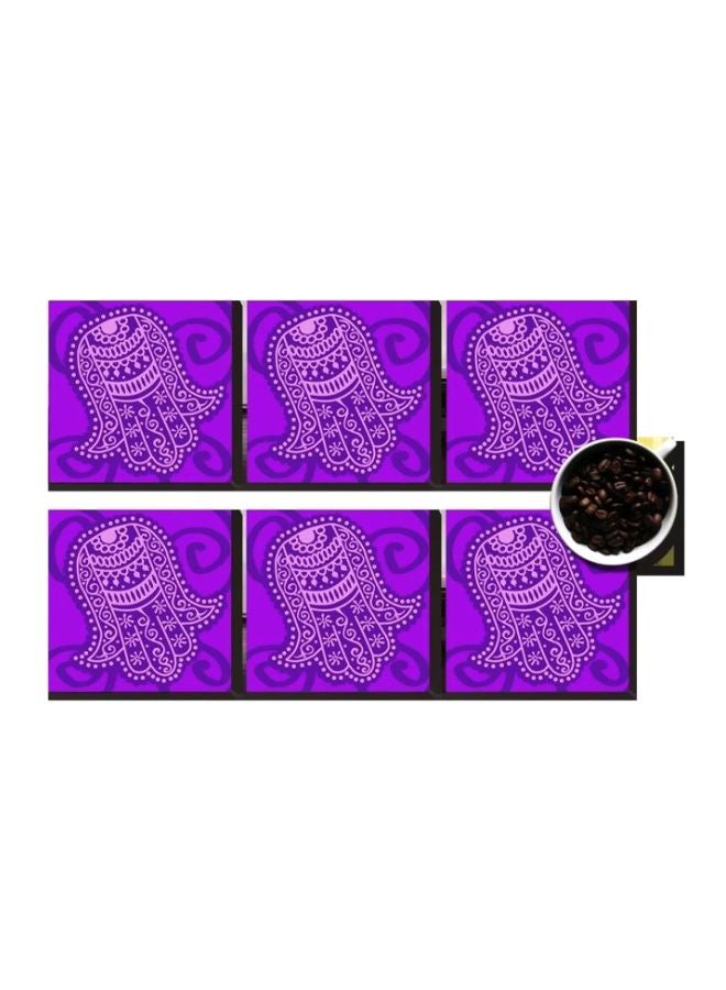 6-Piece Coaster Set Blue/Light Purple 7x7cm