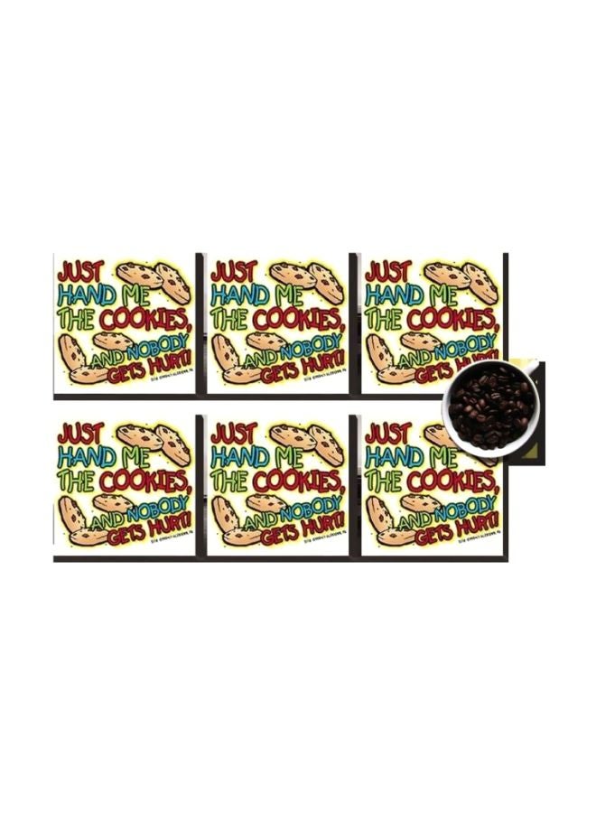 فوتو بلوك طقم حوامل أكواب للديكور من 6 قطع بيج/أحمر/أبيض 7x7سم