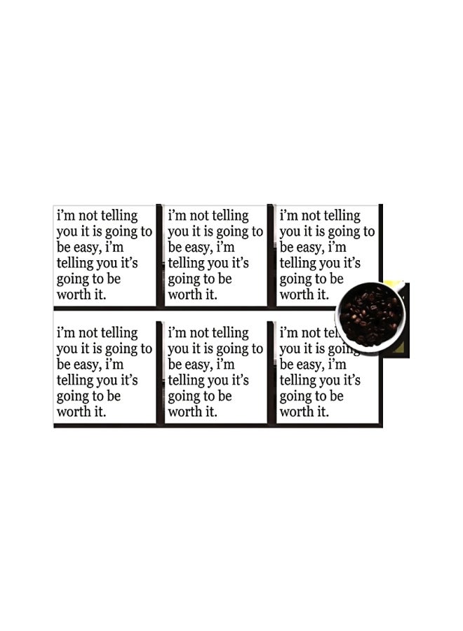 6-Piece Decorative Printed Coasters Brown/Off White/Yellow 7x7cm