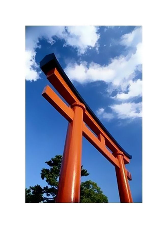 Decorative Wall Poster Blue/White/Brown 34×24cm