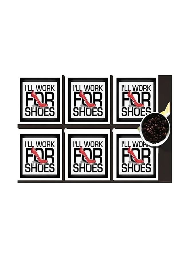 طقم قاعدة الأكواب 6 قطع أسود / أبيض / أحمر 7x7سم