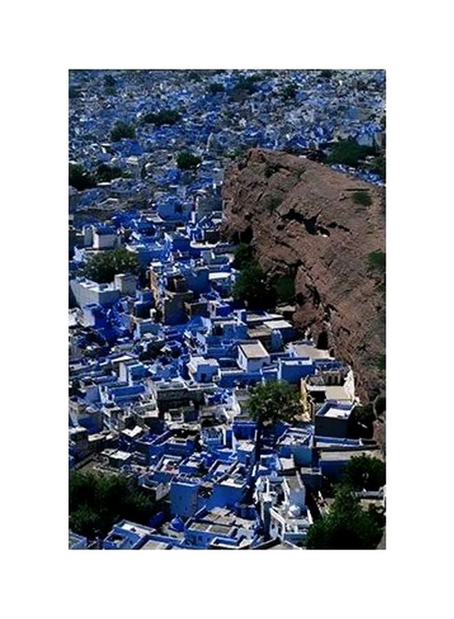 بوستر حائط للتزيين أزرق/أبيض/بني 34×24سم