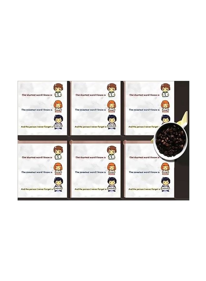 طقم قاعدة الأكواب 6 قطع أبيض/أسود/برتقالي 7x7سم