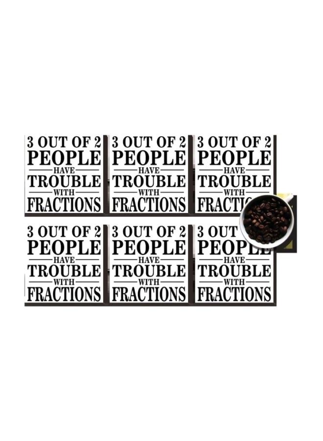 طقم قاعدة الأكواب 6 قطع أسود/ أبيض 7x7سم