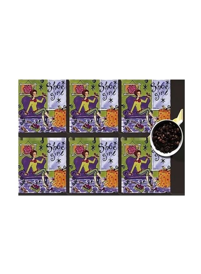 طقم قاعدة الأكواب 6 قطع أرجواني\أخضر\برتقالي 7x7سم