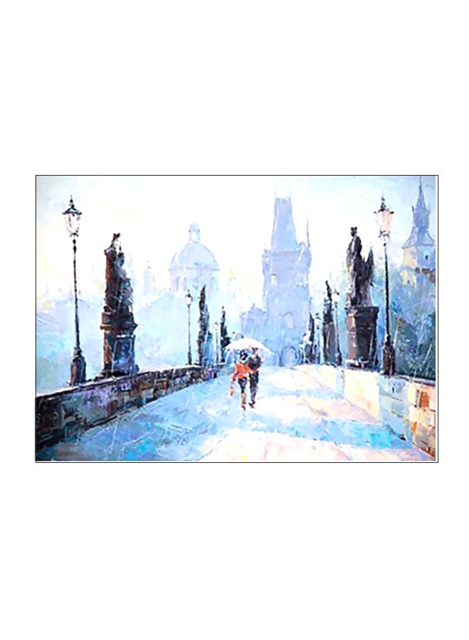 فوتو بلوك لوحة فنية لديكور الحائط أزرق/ أبيض/أحمر 31x45سم