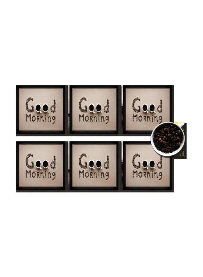 PHOTOBLOCK 6-Piece Coaster Set Beige/Black 7x7cm