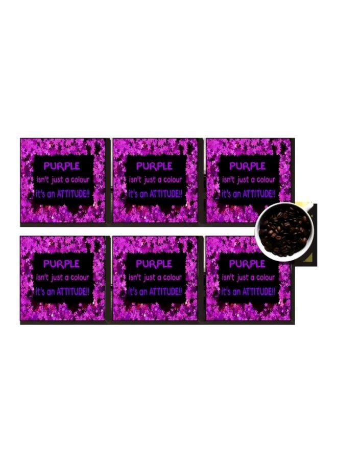 طقم قاعدة الأكواب 6 قطع بنفسجي/ أسود 7x7سم