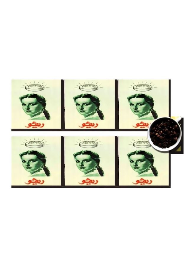 طقم قاعدة الأكواب 6 قطع أخضر/أحمر/بيج 7x7سم