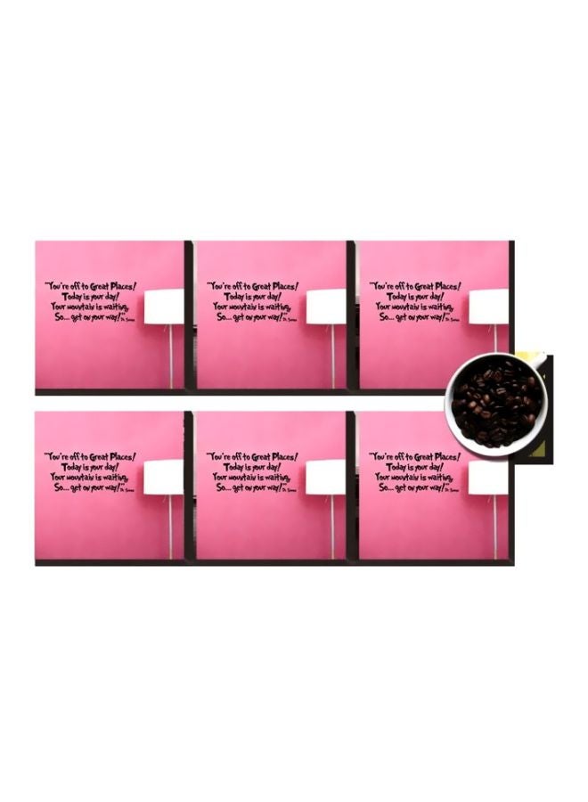 طقم قاعدة الأكواب 6 قطع وردي / أبيض / أسود 7x7سم