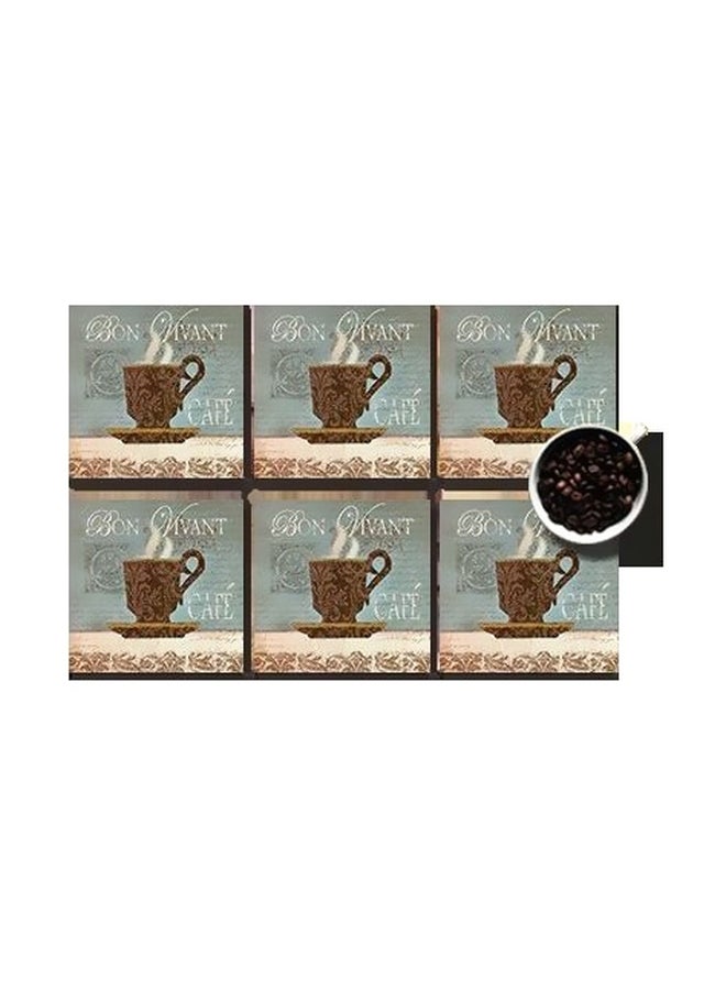 طقم قاعدة الأكواب 6 قطع رمادي / بني 7x7سم