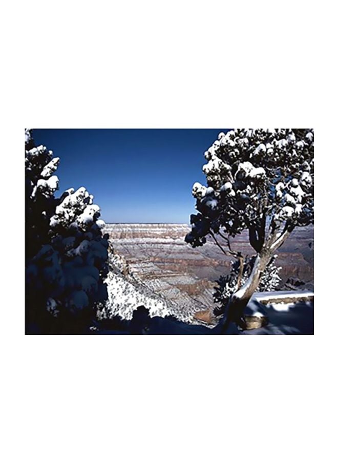 Decorative Wall Poster White/Blue/Brown 40x60cm