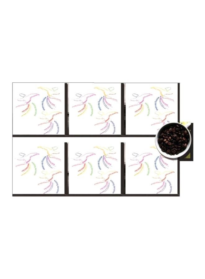 6-Piece Coasters Set White/Pink/Blue 7x7cm