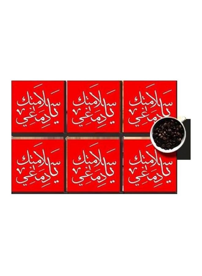 6-Piece Coaster Set Red/White 7x7cm