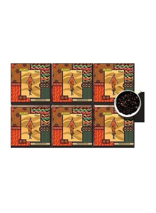 6-Piece Printed Coaster Set Red/Yellow/Green 7x7cm