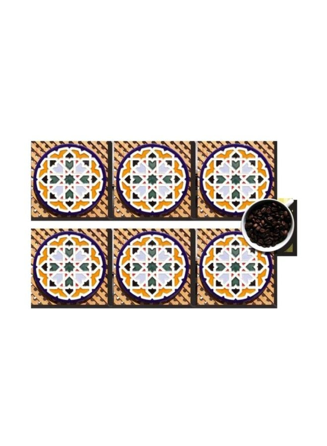 طقم من 6 قطع من قواعد الأكواب متعدد الألوان 7x7سم