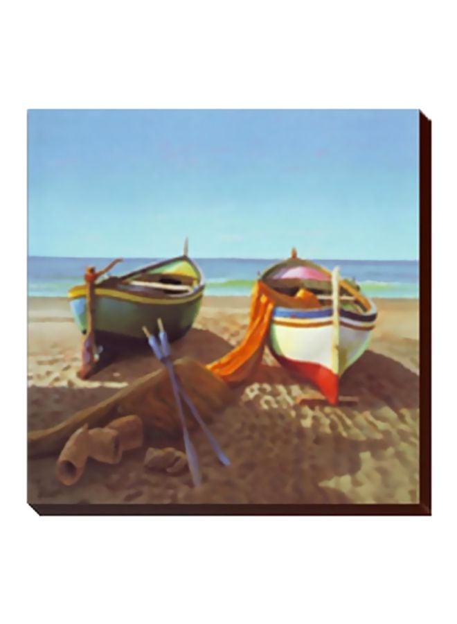 Photo Block Decorative Wall Painting With Frame Blue/Beige/White 47x47cm 