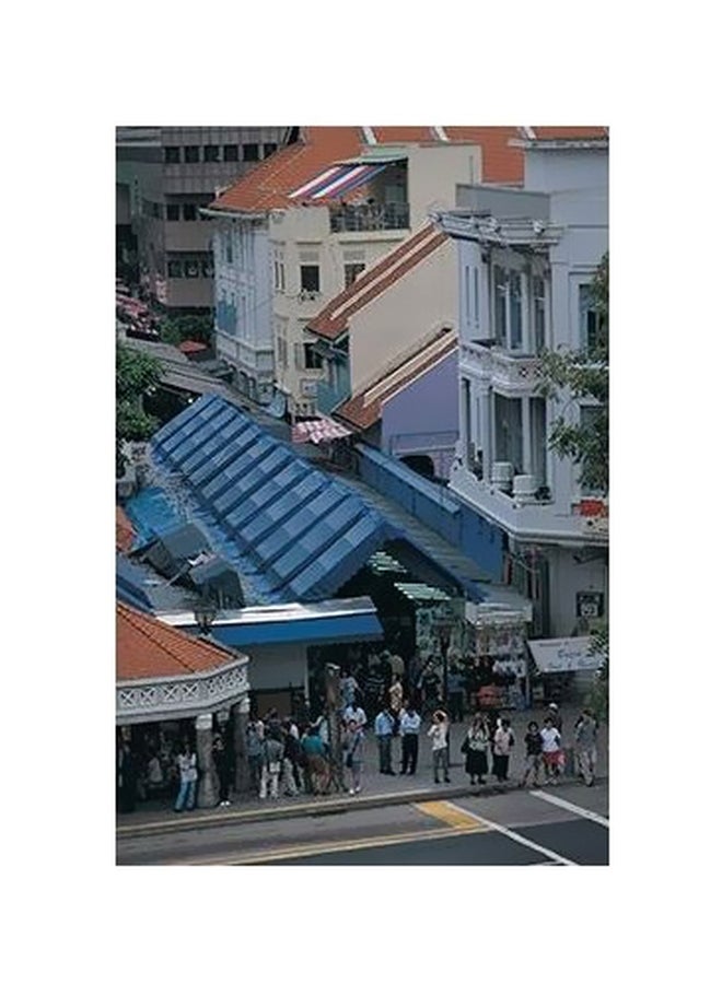 بوستر حائط للتزيين أزرق/أبيض/ بيج 45x31سم