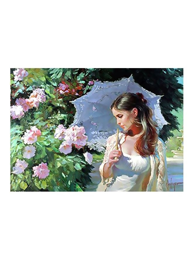 لوحة فنية لديكور الحائط أخضر/أبيض/ أزرق 24x34سم