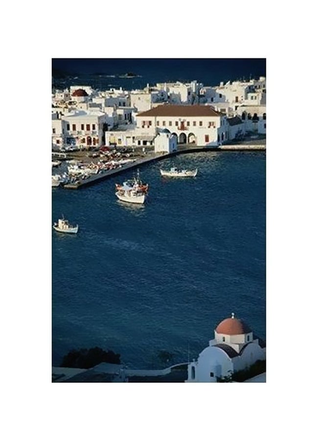 Decorative Wall Poster Blue/White/Brown 24×18cm