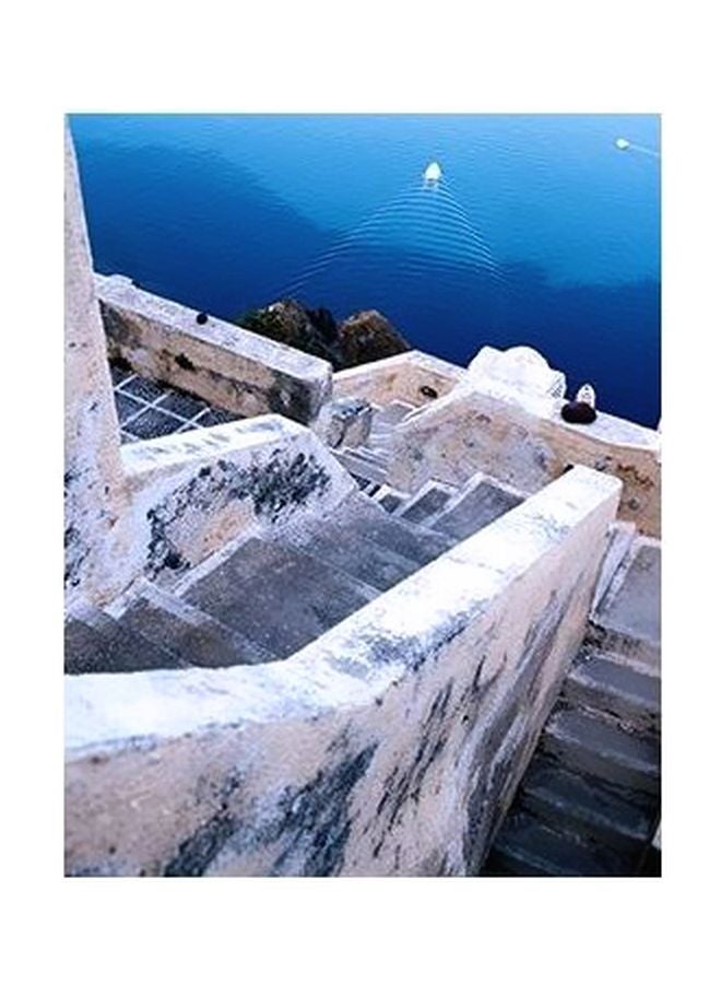 فوتو بلوك بوستر حائط للتزيين أزرق/ أبيض 24x18سم