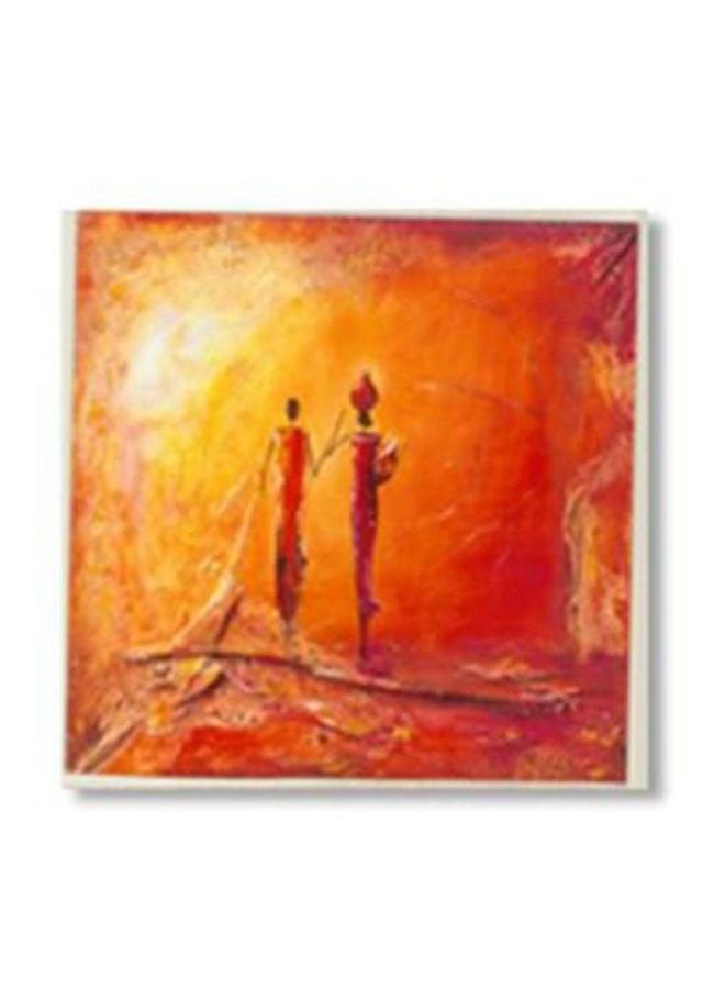 Decorative Wall Painting With Frame Red/Yellow 30x30cm