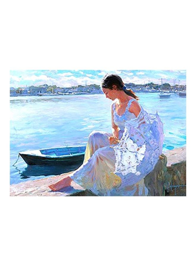 بوستر حائط للتزيين أزرق/ أبيض 31x45سم