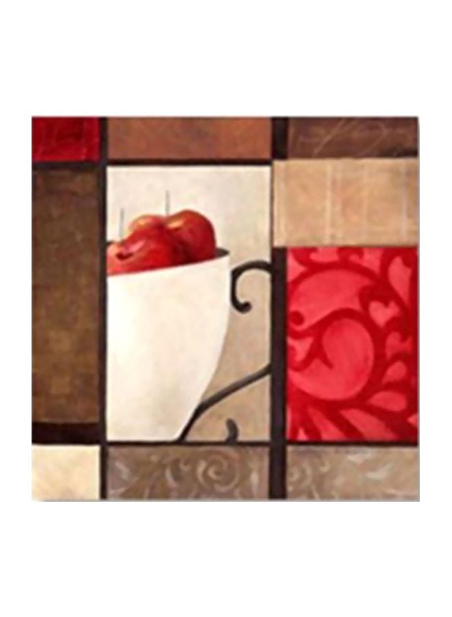 Decorative Wall Painting With Frame White/Brown/Red 24x24cm