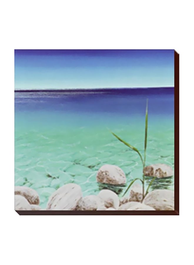 Decorative Wall Painting With Frame White/Green/Blue 15x15cm