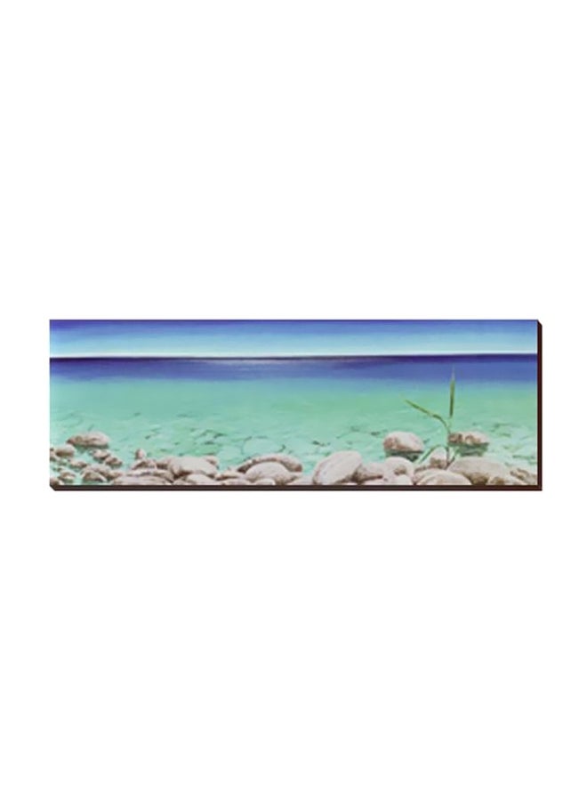 Decorative Wall Painting With Frame White/Green/Blue 60x20cm