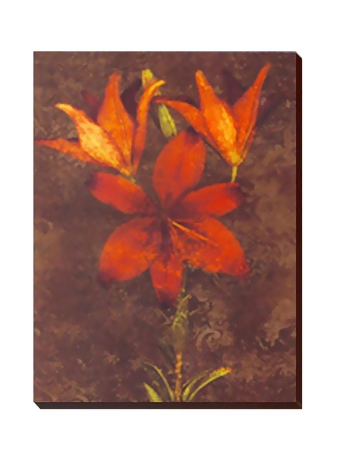 فوتو بلوك لوحة جدارية لتزيين الحائط مع إطار برتقالي/ بني/ أخضر 24x24سم