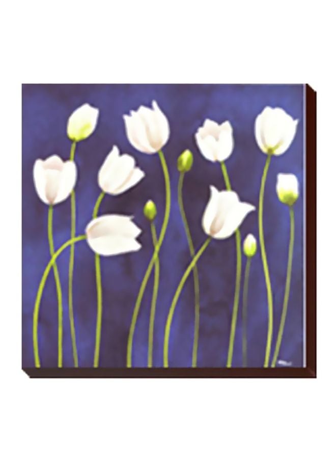 لوحة جدارية لتزيين الحائط مع إطار أزرق/أبيض/أخضر 20x60سم