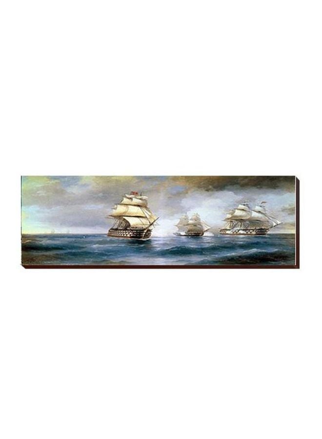 Decorative Wall Painting With Frame White/Beige/Black 99x29cm