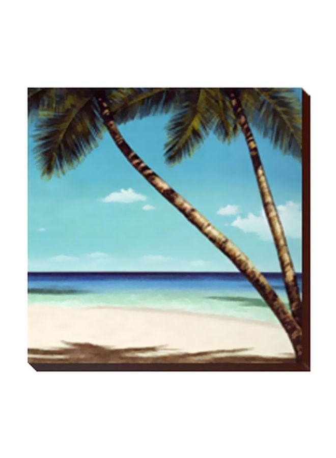 Decorative Wall Painting With Frame Blue/Green/Brown 24x24cm