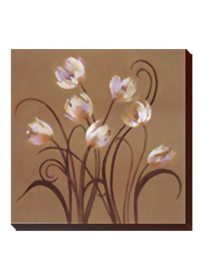 لوحة جدارية لتزيين الحائط مع إطار بني/ أبيض/ بنفسجي 15x15سم