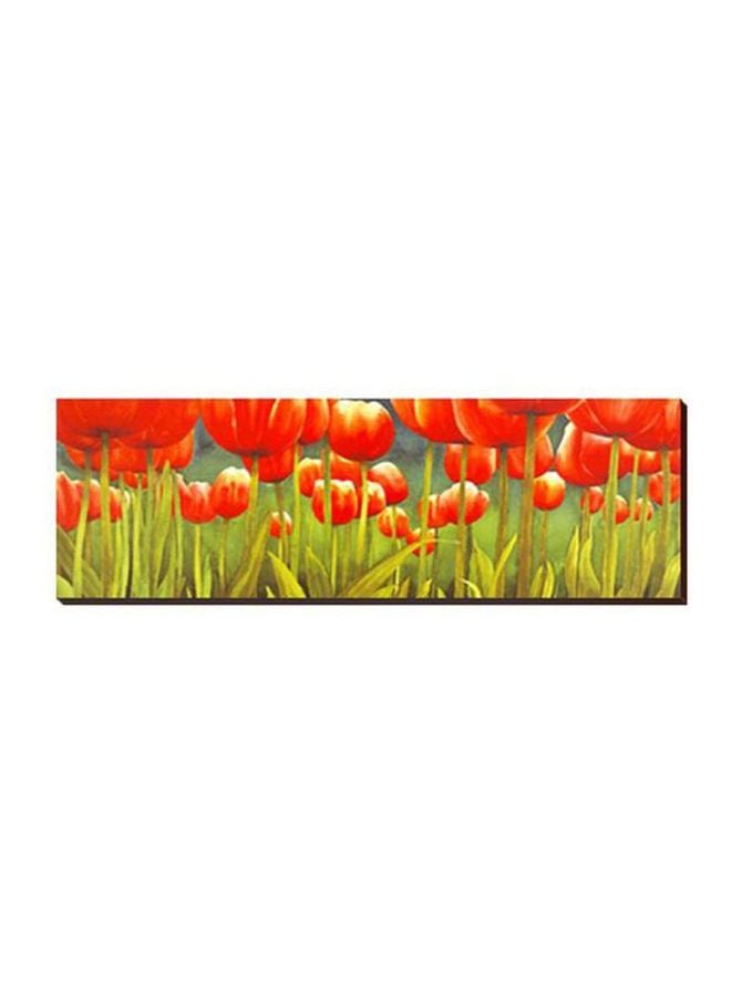 Decorative Wall Painting With Frame Green/Orange 60x20cm