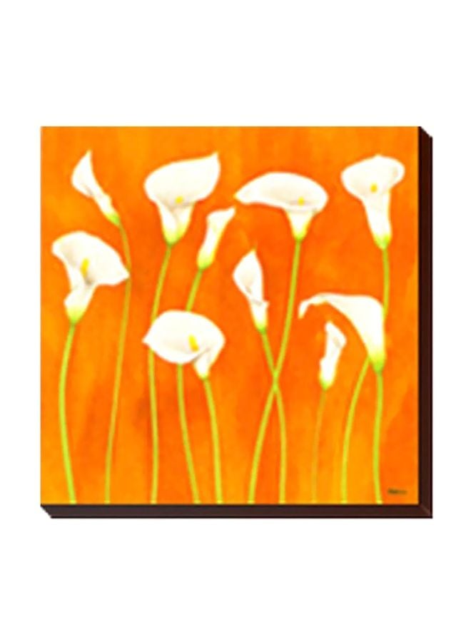 Decorative Wall Painting With Frame Orange/White/Green 24x24cm