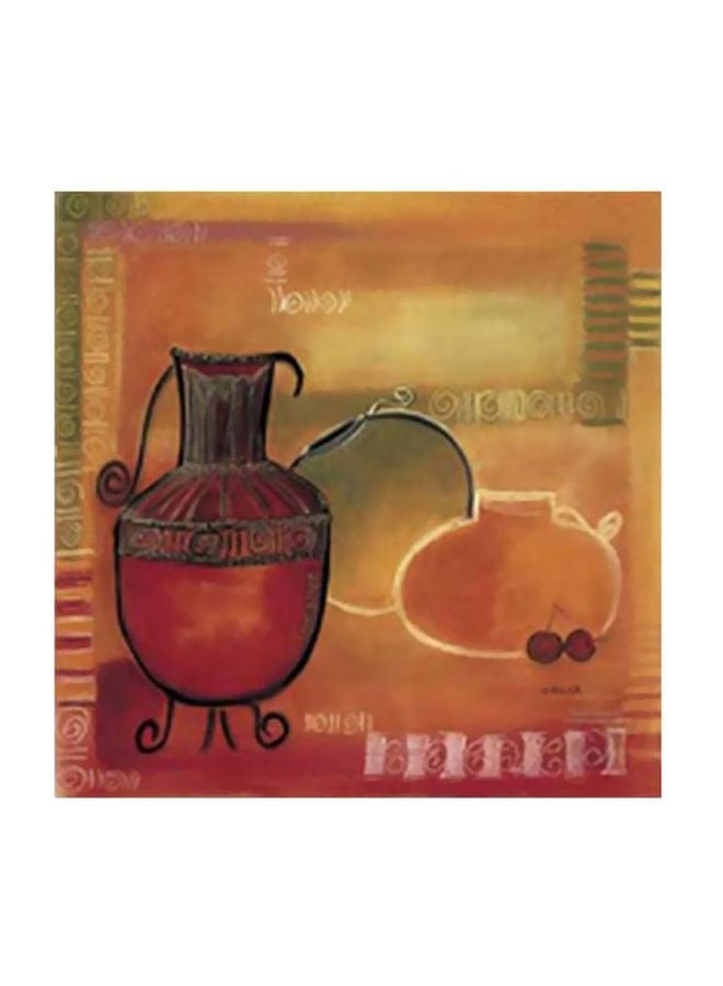 Decorative Wall Painting With Frame Red/Beige/Green 34x34cm