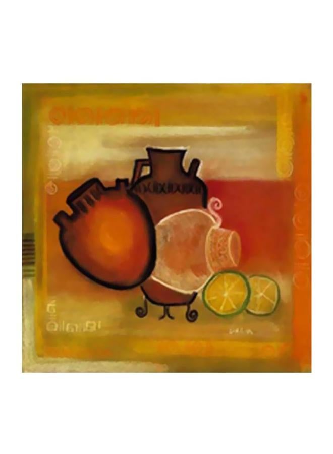 Decorative Wall Painting With Frame Orange/Brown/Yellow 24X24cm