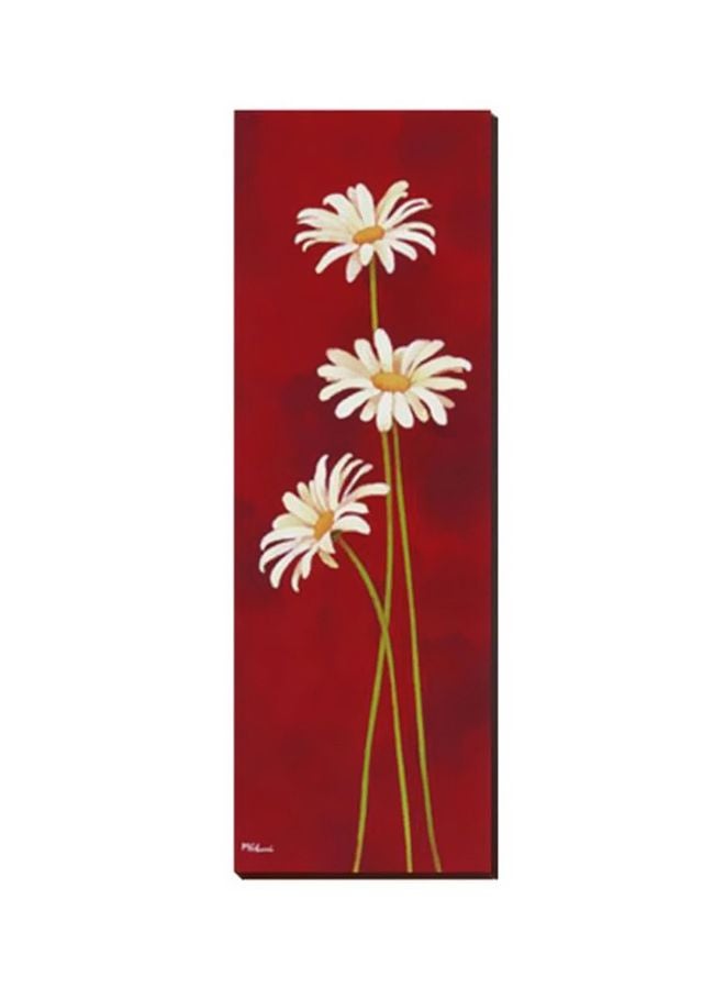 لوحة جدارية لتزيين الحائط مع إطار أحمر / أبيض / أصفر 29x99سم