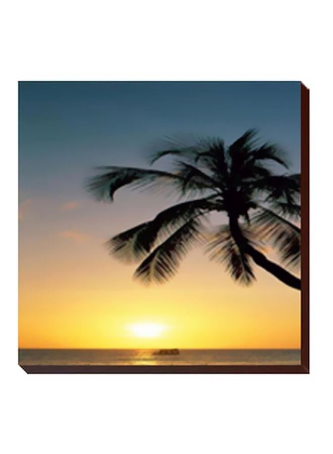 لوحة جدارية لتزيين الحائط مع إطار أسود/أزرق/أصفر 15x15سم