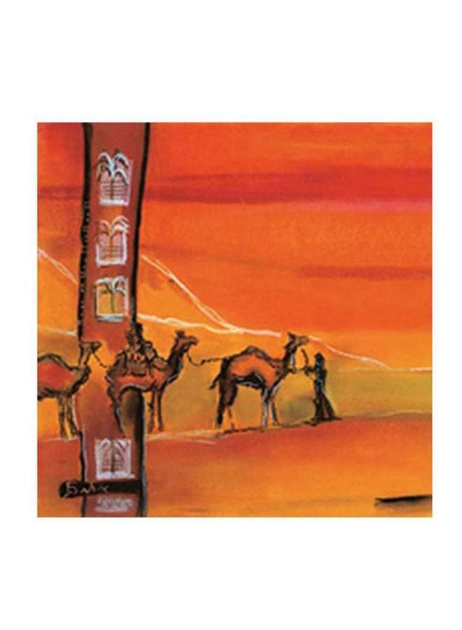 Decorative Wall Painting With Frame Orange/Black 34x34cm