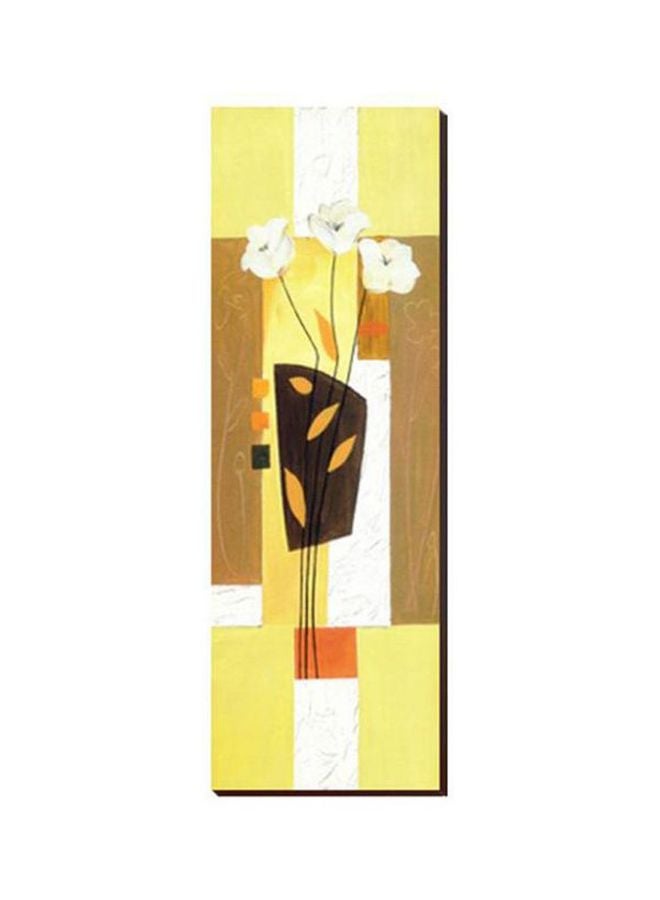 لوحة جدارية لتزيين الحائط مع إطار أصفر/ بني/أبيض 13x45سم