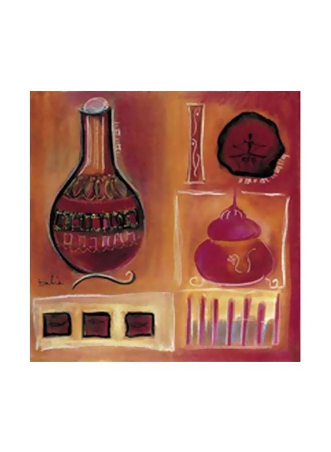 فوتو بلوك لوحة جدارية لتزيين الحائط مع إطار بني / أحمر / أسود 24x24سم