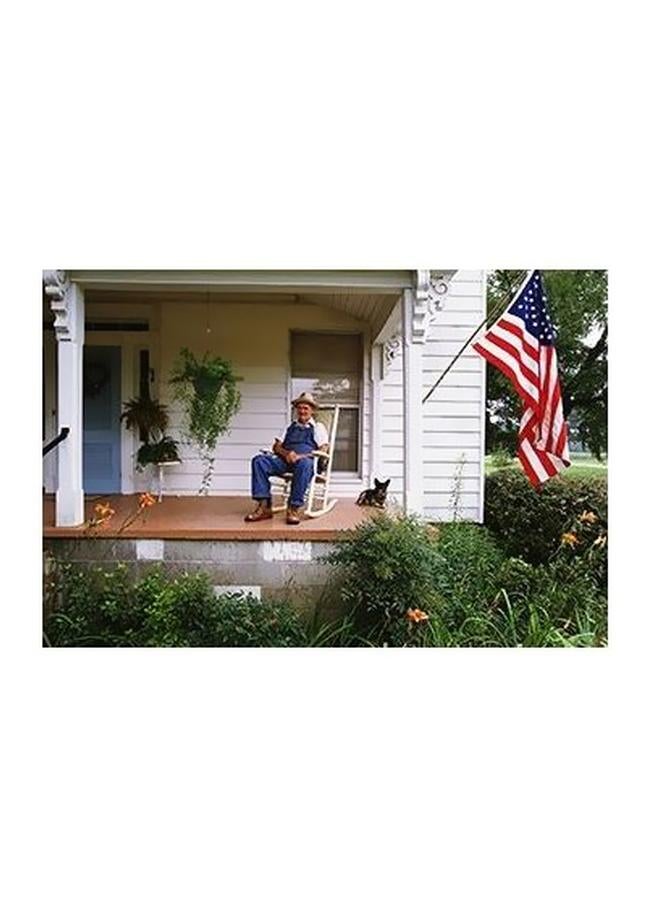 Decorative Wall Poster White/Green/Blue 24x18cm