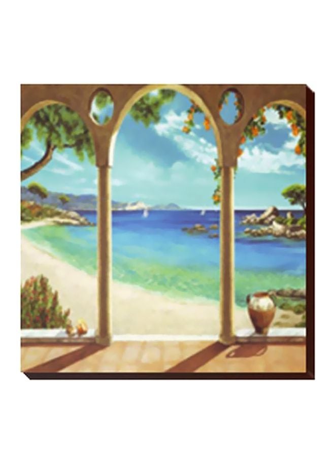 لوحة جدارية لتزيين الحائط مع إطار أزرق/ بيج/ أخضر 47x47سم